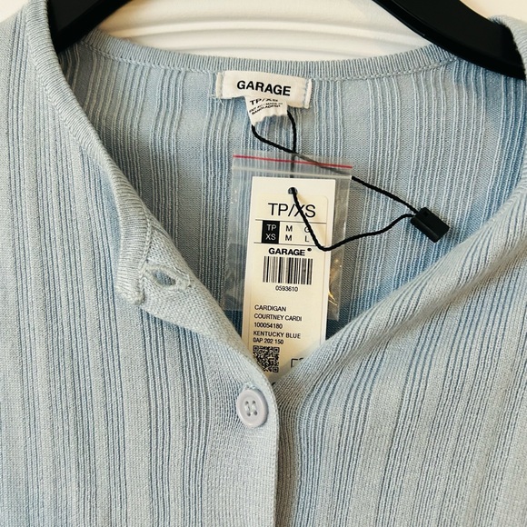 GARAGE Light Blue Ribbed Cardigan - Picture 3 of 3